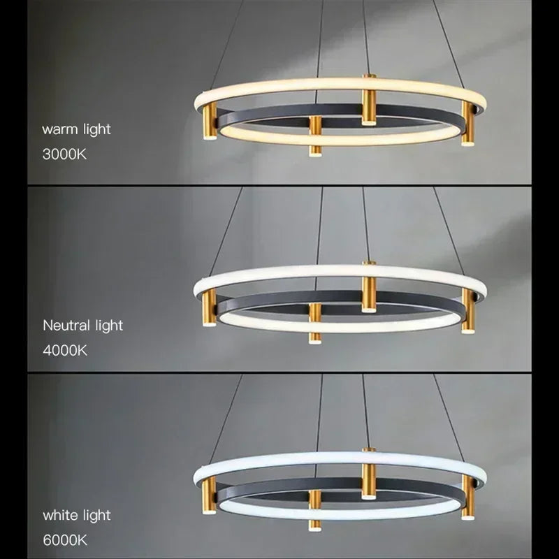 lustre moderne en anneau avec éclairage led décoratif