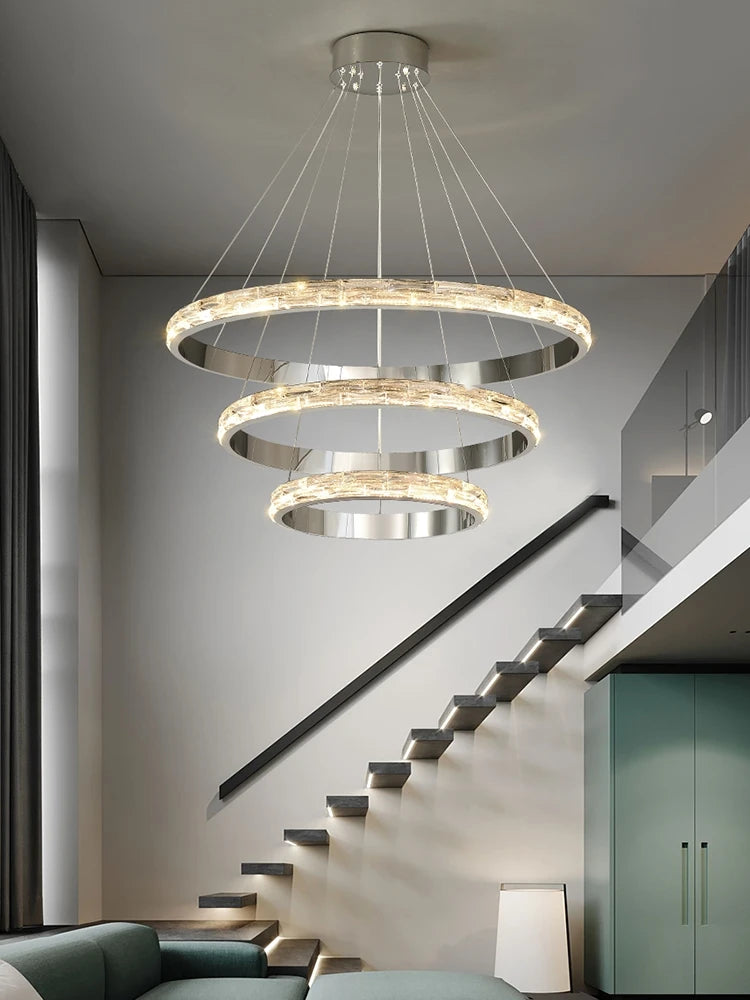 suspension en cristal luxueuse en acier inoxydable moderne