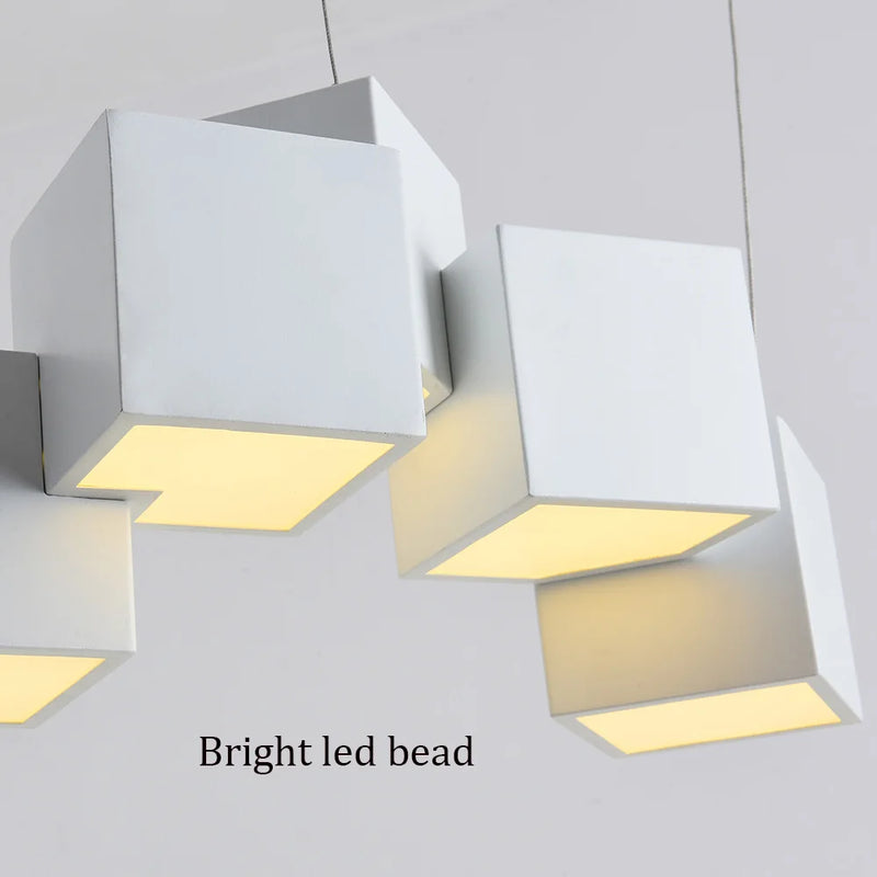 suspension led créative luminaire cube pour intérieur