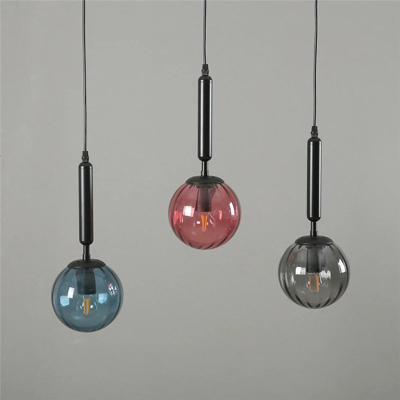 lustre led vintage en boule de verre pour décoration moderne