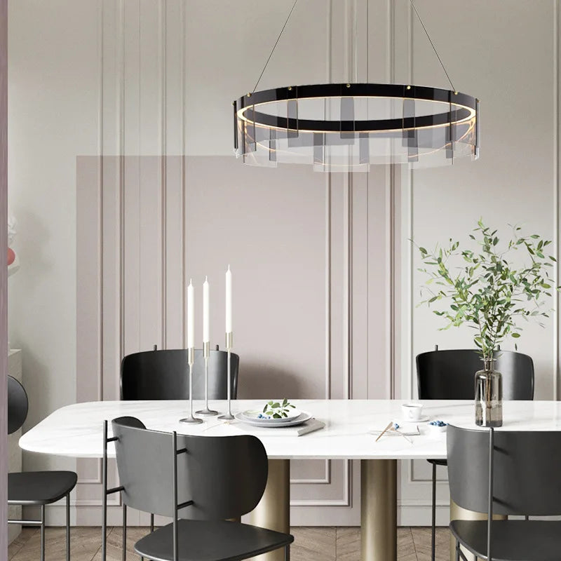 lustre design led en verre stratos pour intérieur