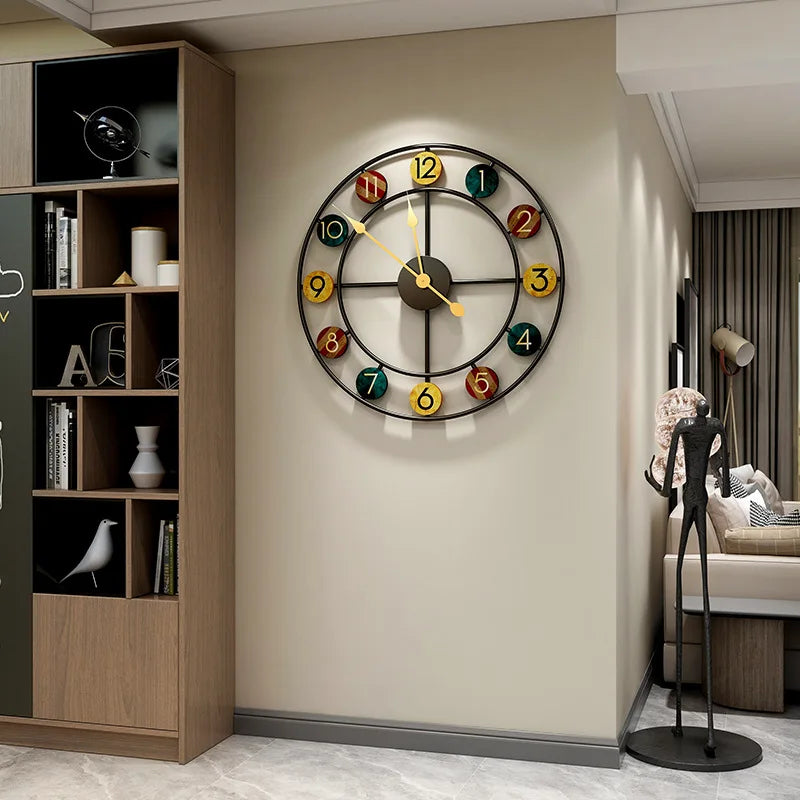 horloge murale ronde européenne de luxe créative et légère