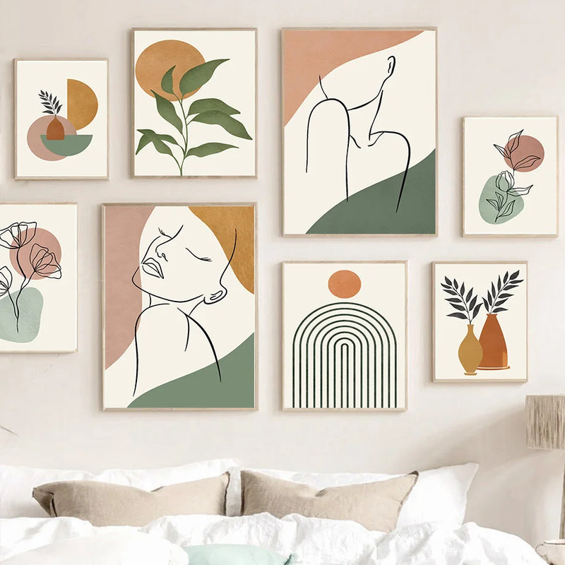 affiche abstraite cactus géométrique pour décoration murale boho