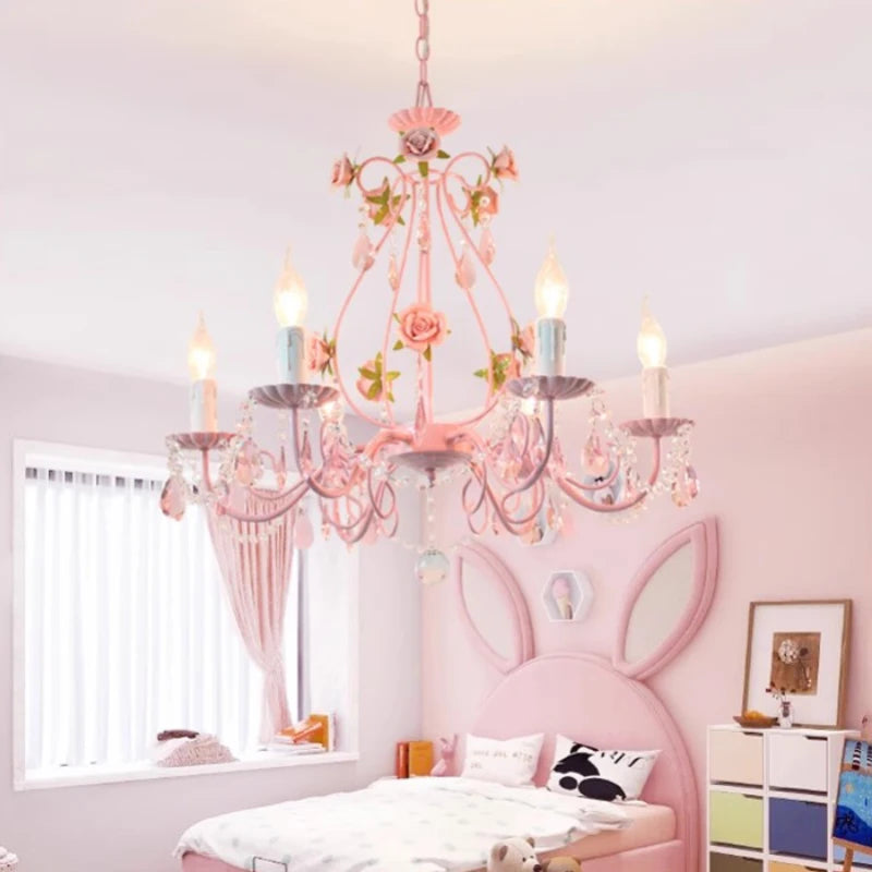 lustre en cristal bouquet floral style pastoral pour chambre d'enfant