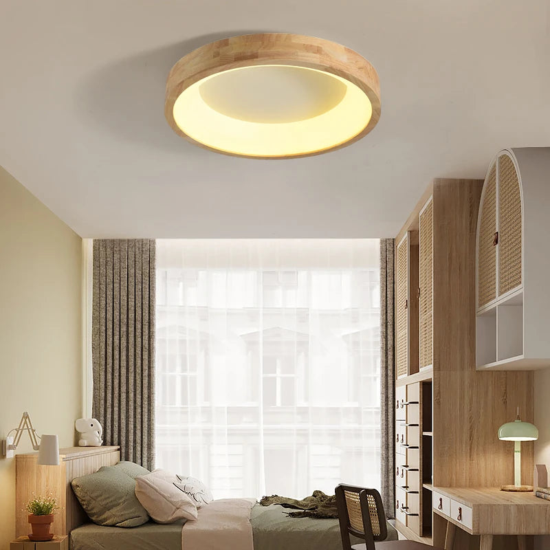 lustre moderne en bois et lumières led décoratives pour intérieur