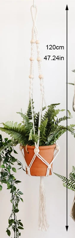 support de plante en macramé suspendu fait main en coton naturel