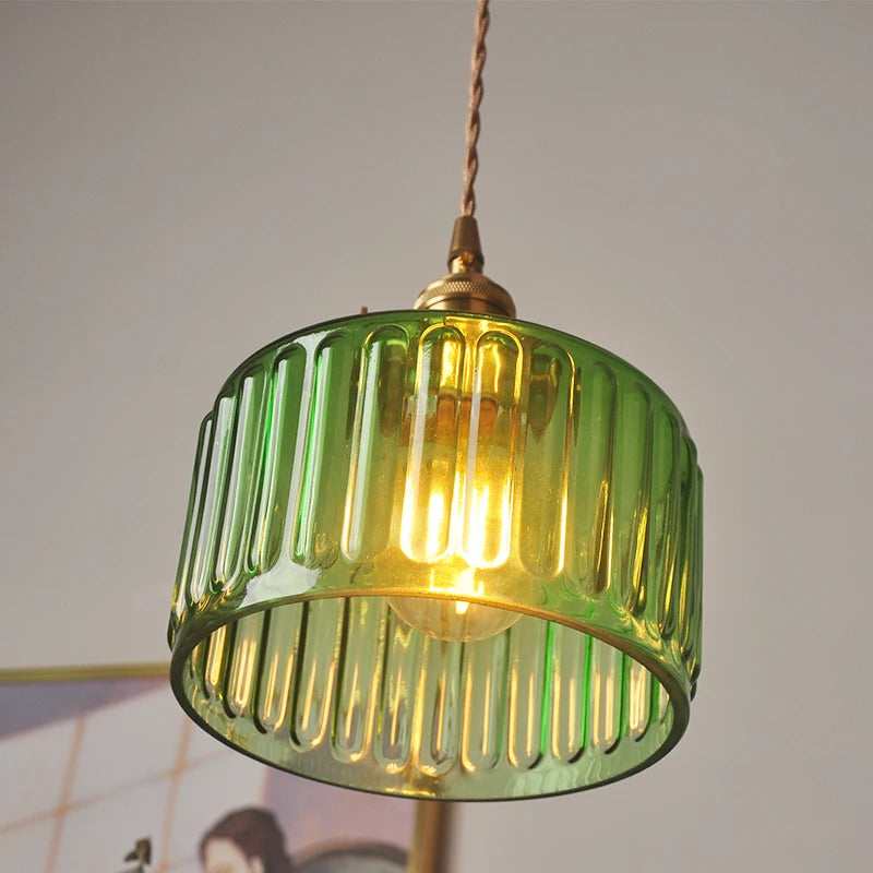 "suspension nordique vintage rustique verre cuivre décoration wabi-sabi"