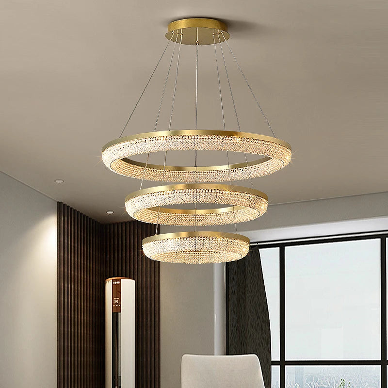 lustre en cristal rond design nordique pour décoration intérieure