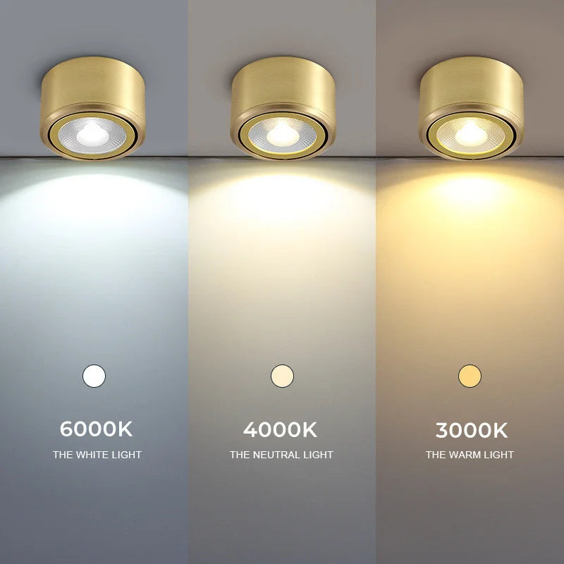 downlight led en cuivre spots réglables cob pour décor maison