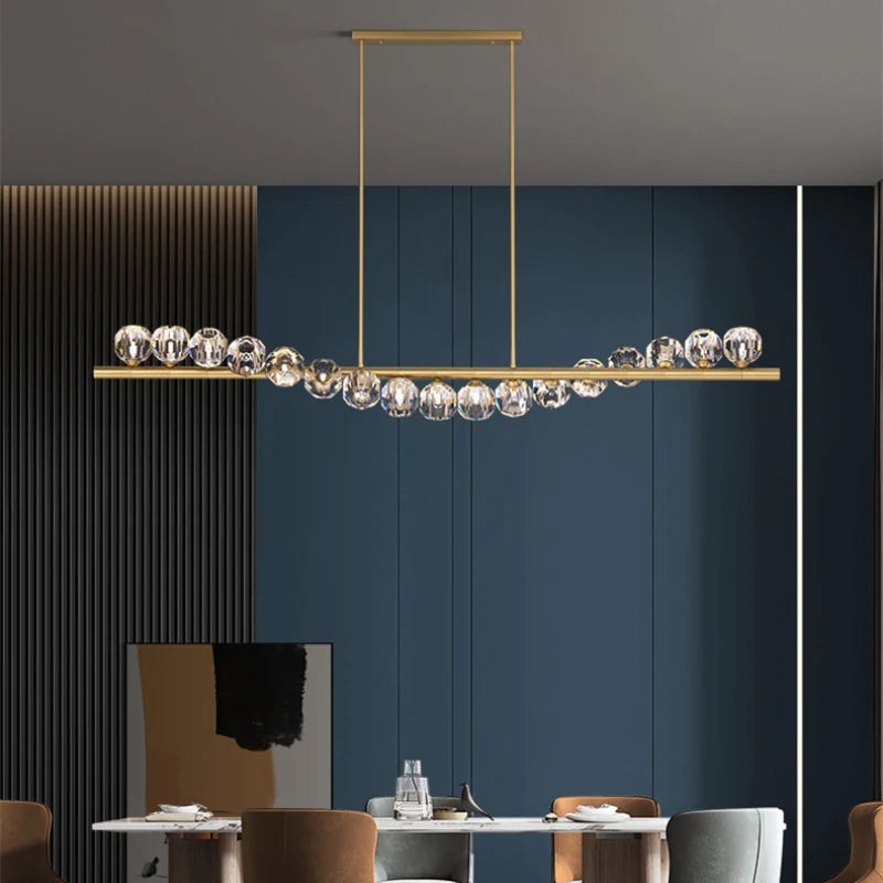 lustre moderne en cristal cuivre avec éclairage réglable