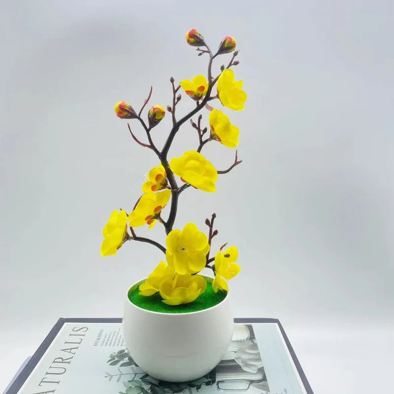 bonsaï fleurs de soie prunier plante artificielle décoration intérieure