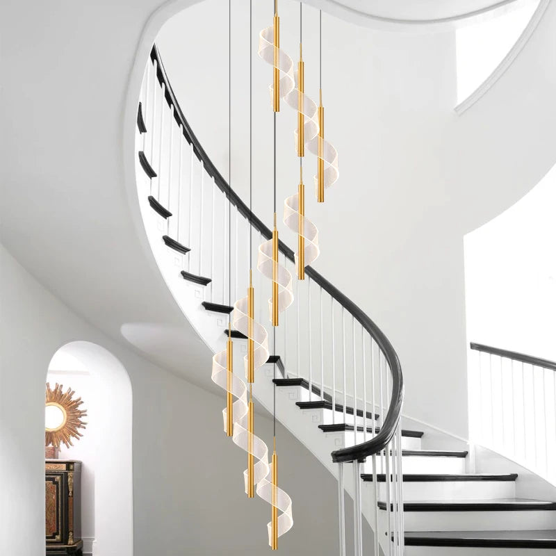 lustre led moderne en acrylique pour escaliers en colimaçon