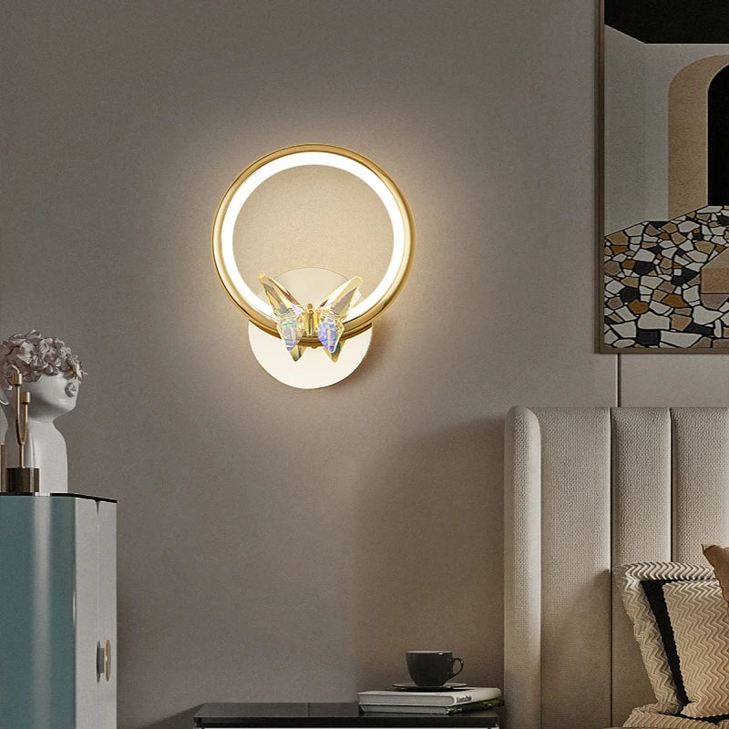 applique murale led papillon en cristal design moderne