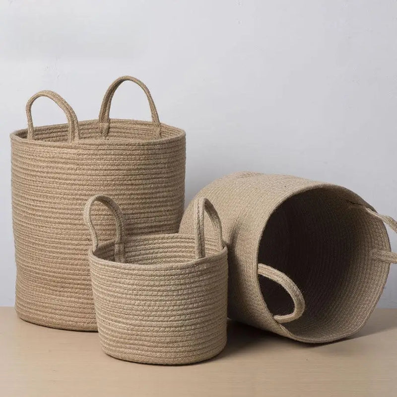 panier en osier tissé à la main pour rangement pliable et jouets