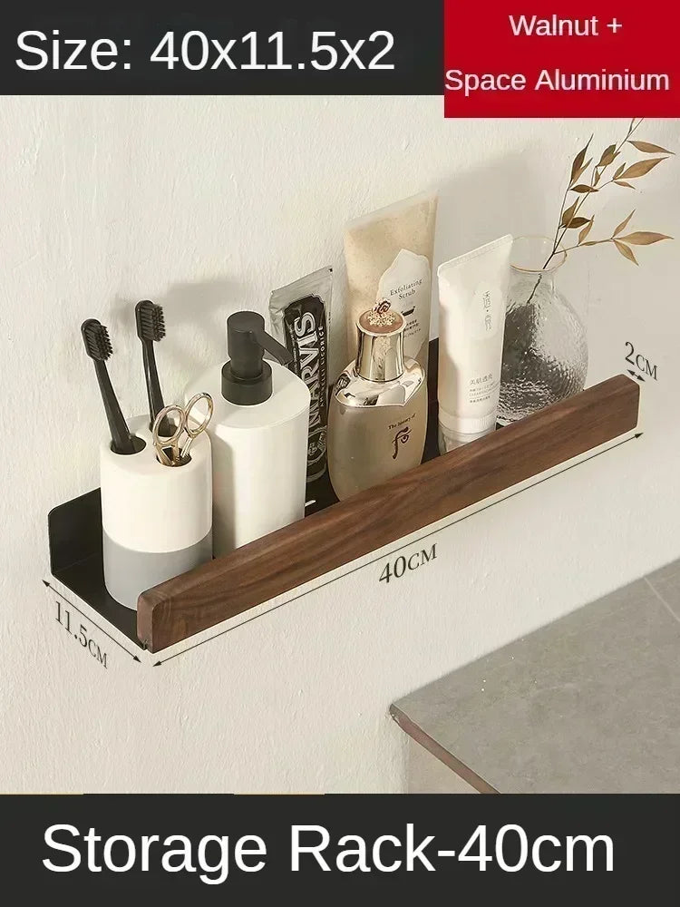 porte-serviettes en bois et aluminium organisateur mural pour accessoires de douche