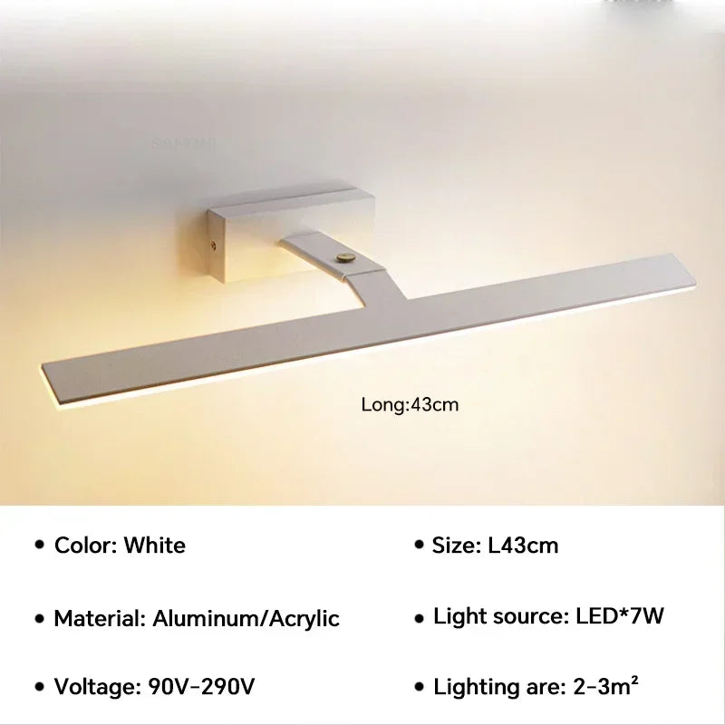 applique murale led moderne étanche pour miroir rotative et lumineuse