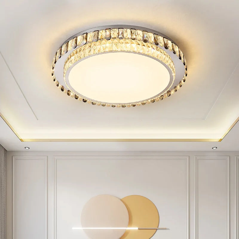 plafonnier led de luxe en cristal rond moderne