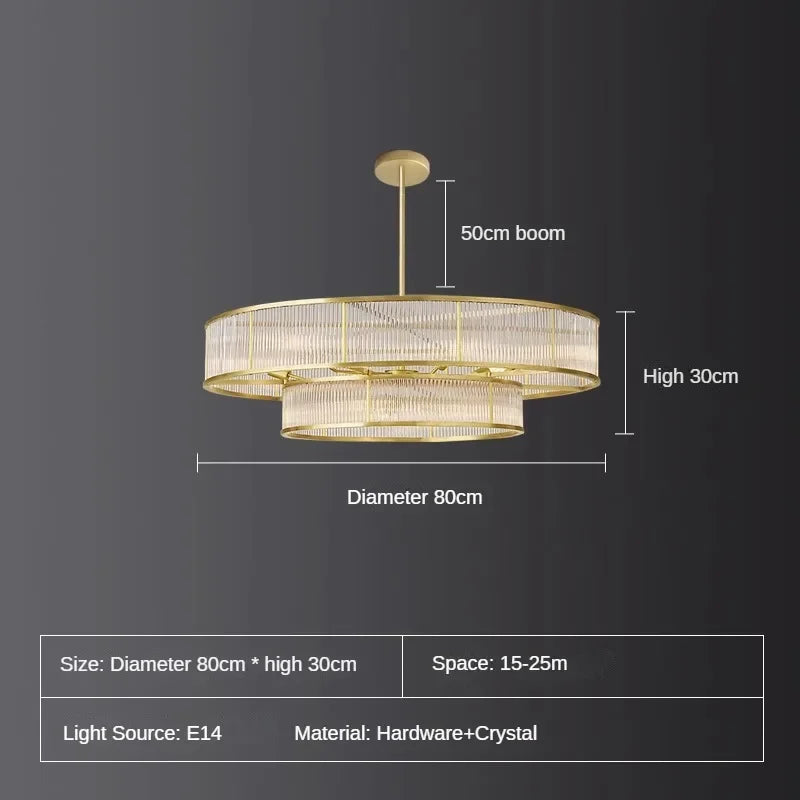 lustre en cristal rétro circulaire design pour décoration intérieure