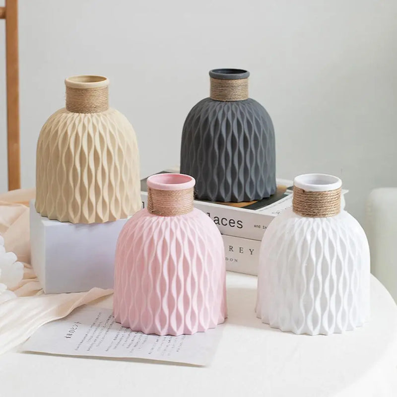 vase en plastique avec corde pour décoration florale à faire soi-même