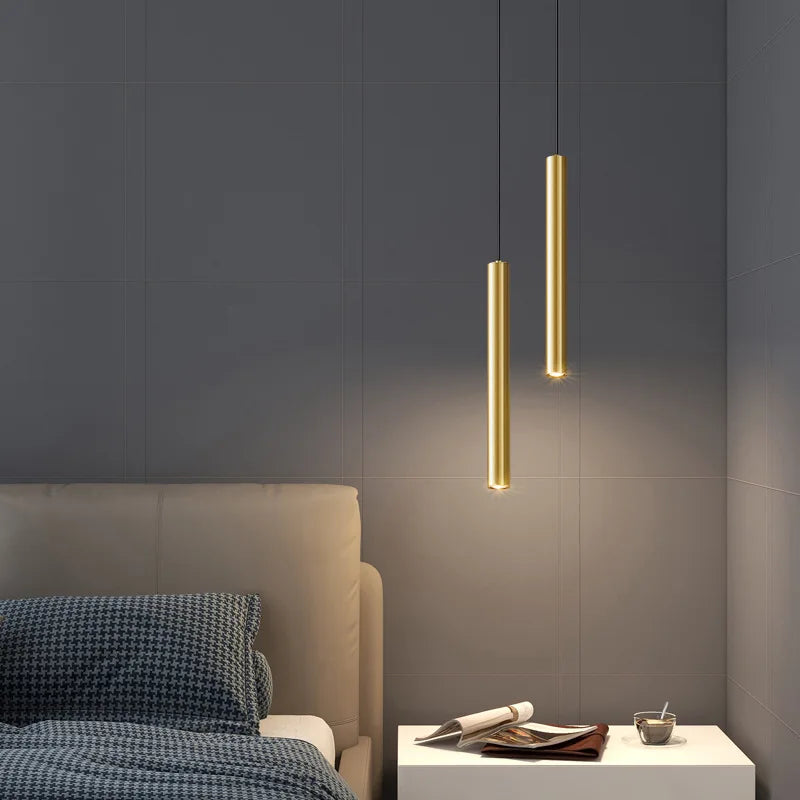 lustre moderne minimaliste led en cuivre pour restaurant et bar