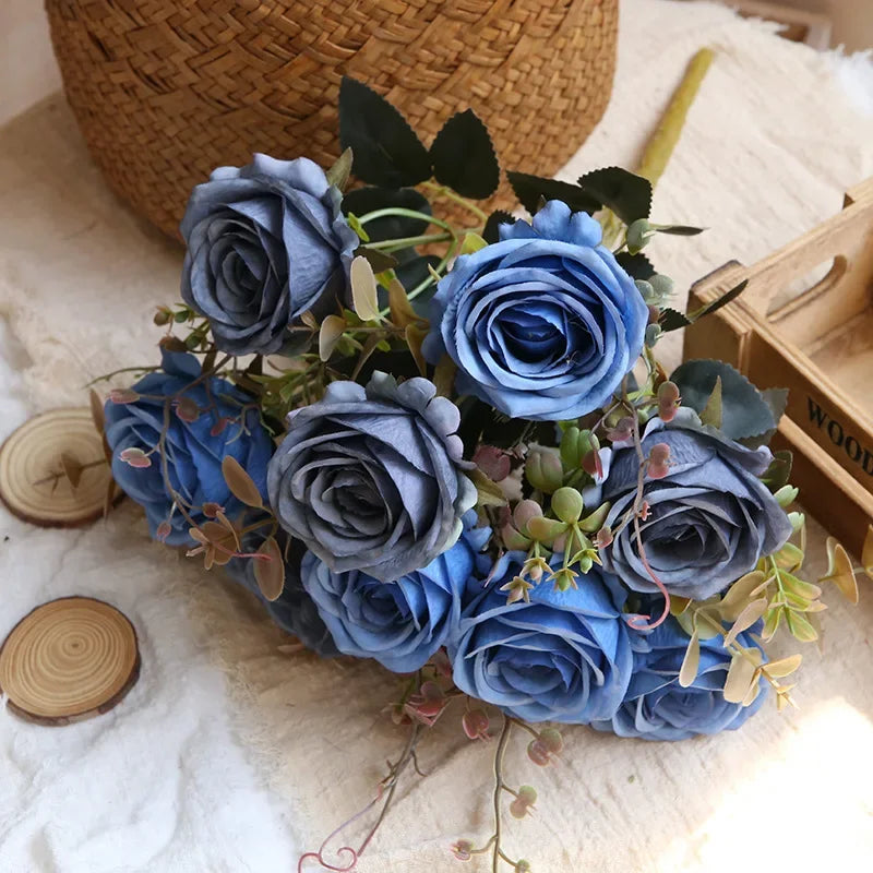 bouquet de roses artificielles en soie pour décoration intérieure