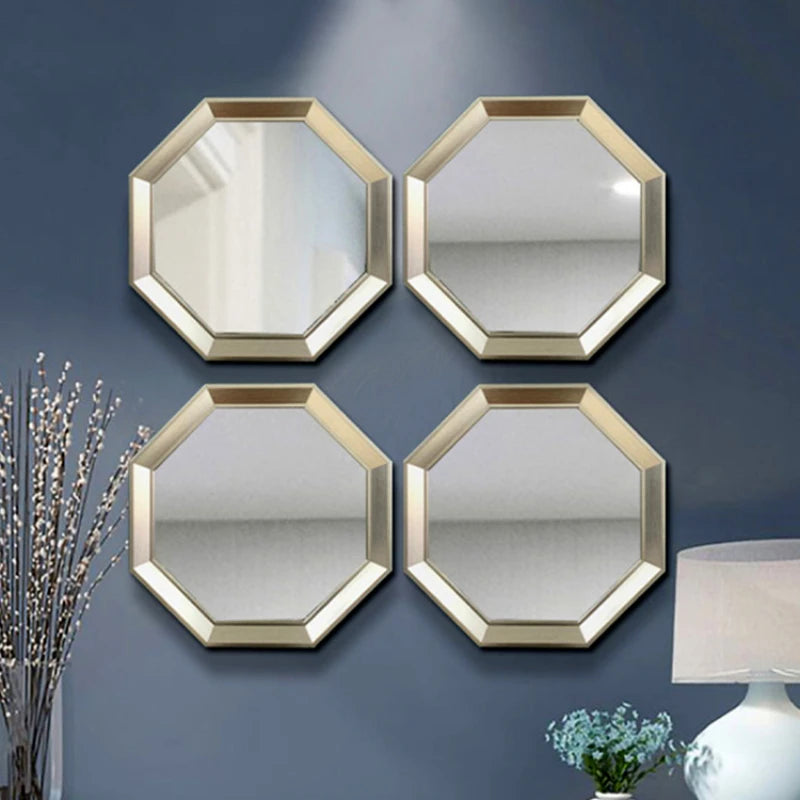 miroirs décoratifs hexagonaux en métal pour décoration esthétique