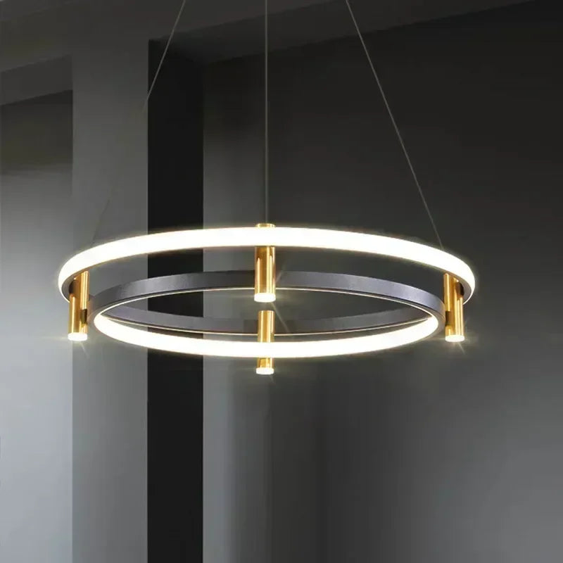 lustre moderne en anneau avec éclairage led décoratif