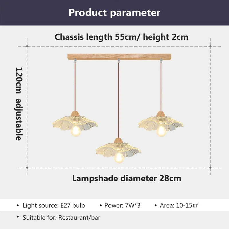 suspension nordique en verre et bois pour intérieur décoratif