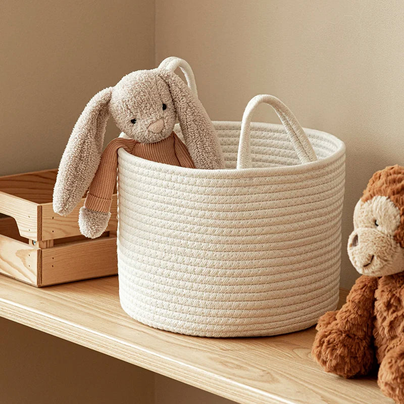 panier de rangement en corde pour jouets et linge enfant