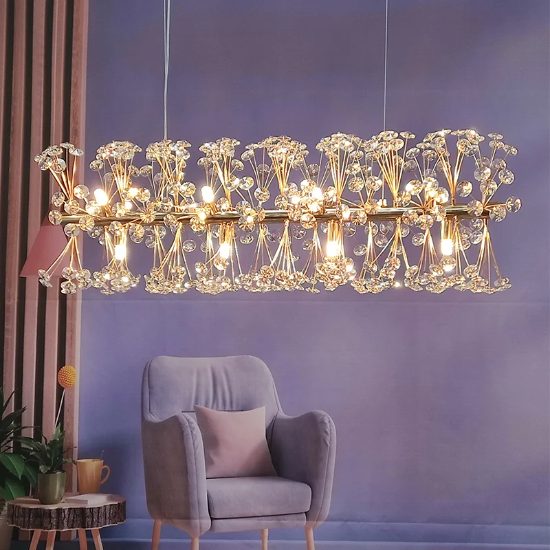 lustre led suspendu en cristal design moderne décoratif luxe 2024