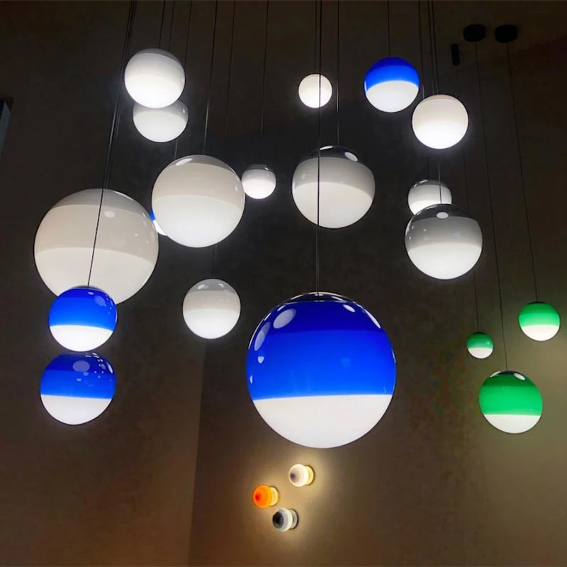 suspension LED en verre design nordique pour hôtel ou chambre