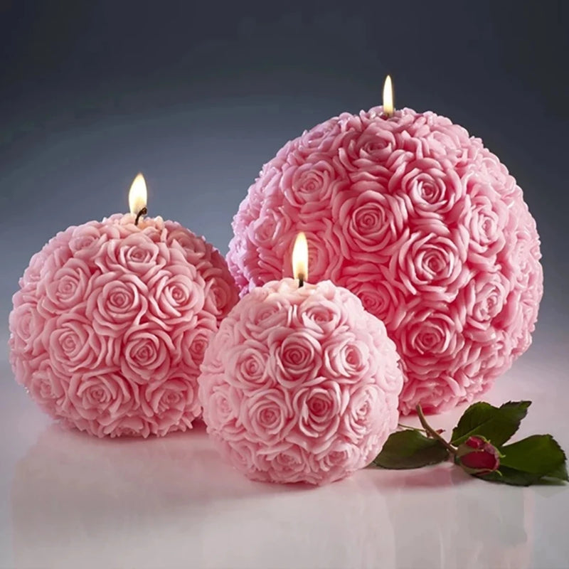 bougie parfumée boule fleur rose décoration pour la maison cadeau