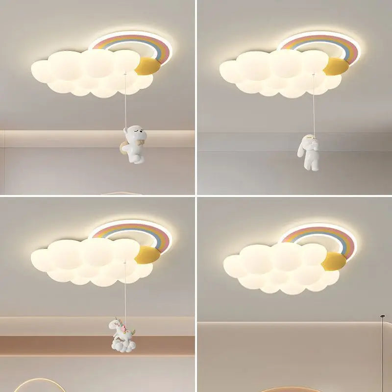 lustre arc-en-ciel nuage avec cheval lapin ours pour enfants