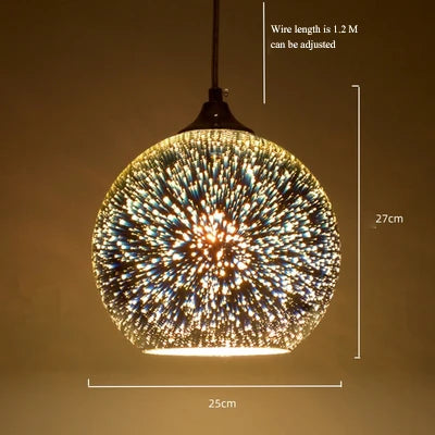 suspension en verre teinté en forme de feu d'artifice 3D