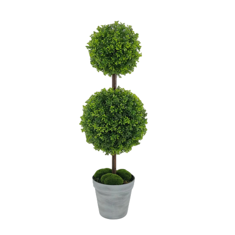 buisson artificiel en pot double boule décoratif pour intérieur et extérieur