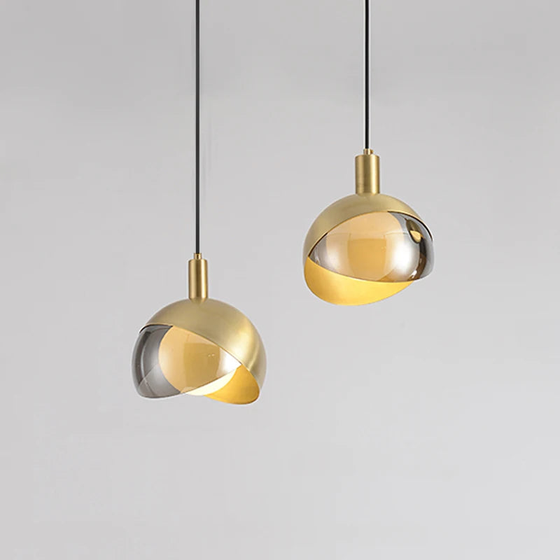 suspension LED en métal doré idéale pour décoration intérieure