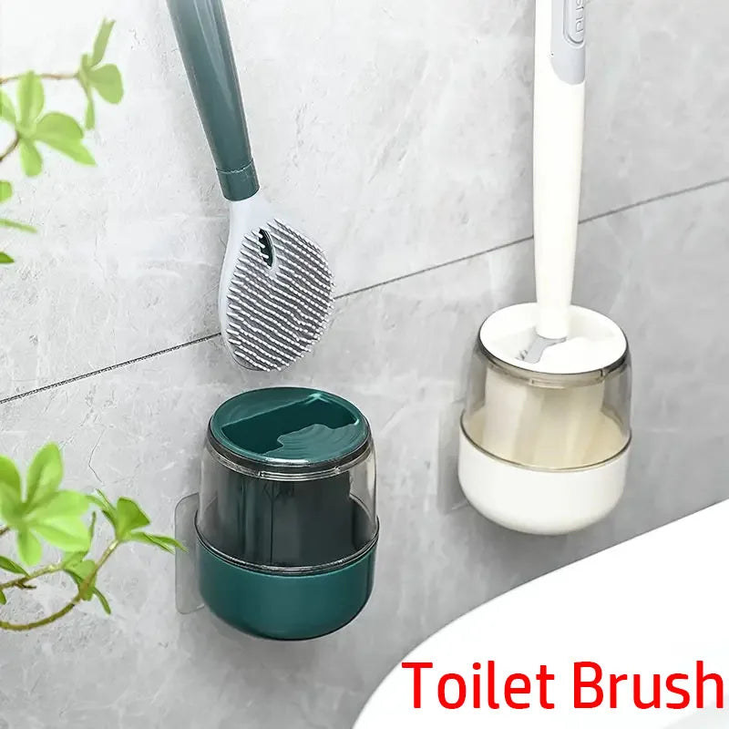 ensemble brosse de toilette avec support mural et manche long