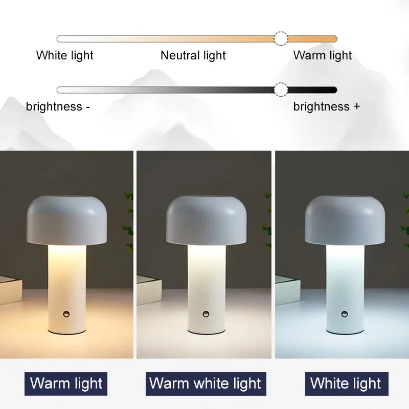 lampe de table champignon sans fil rechargeable variable type c