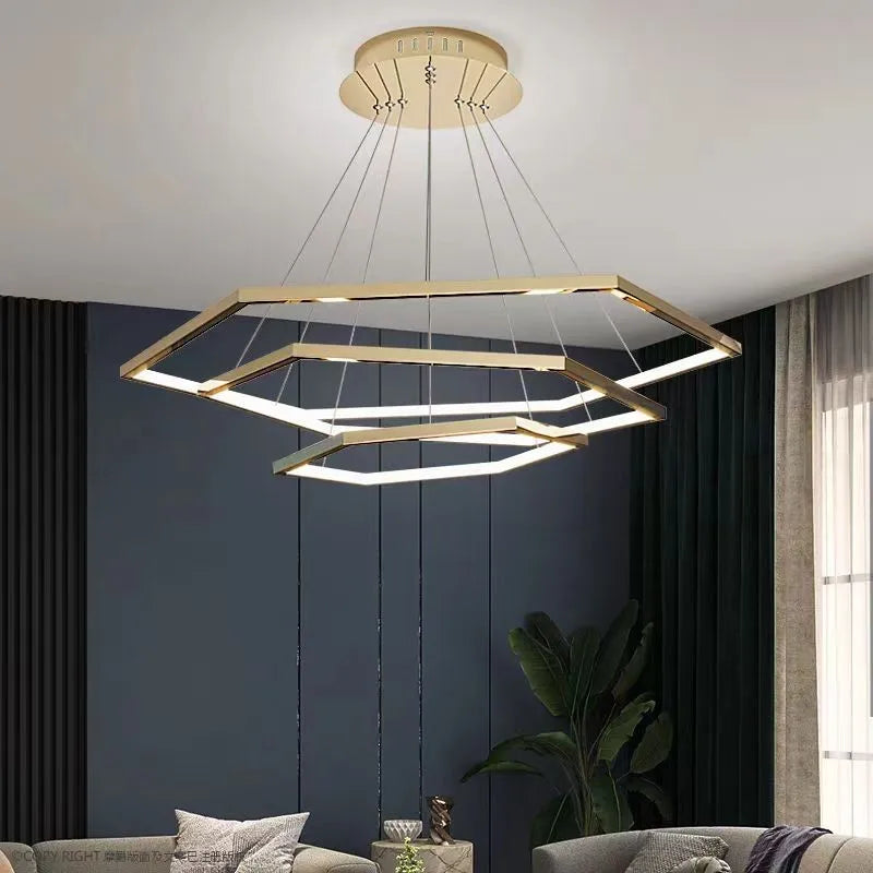 lustre hexagone led simple moderne luxe suspension