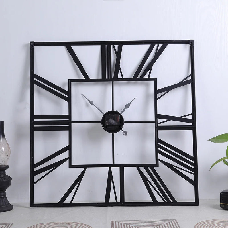 horloge murale moderne 3D rétro carrée chiffres romains décoration silencieuse