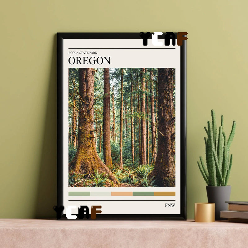 affiche forêt côte oregon impression toile décoration murale paysage naturel