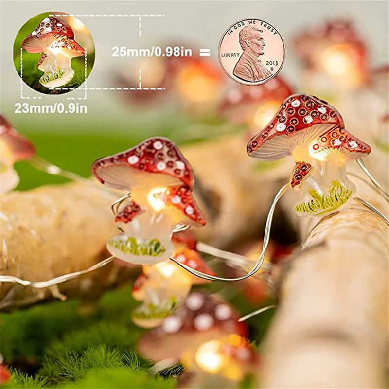 guirlande lumineuse champignon féerique en fil de cuivre à piles