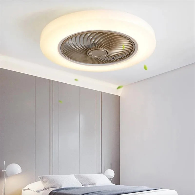 ventilateur de plafond avec télécommande dimmable et lumière LED minimaliste