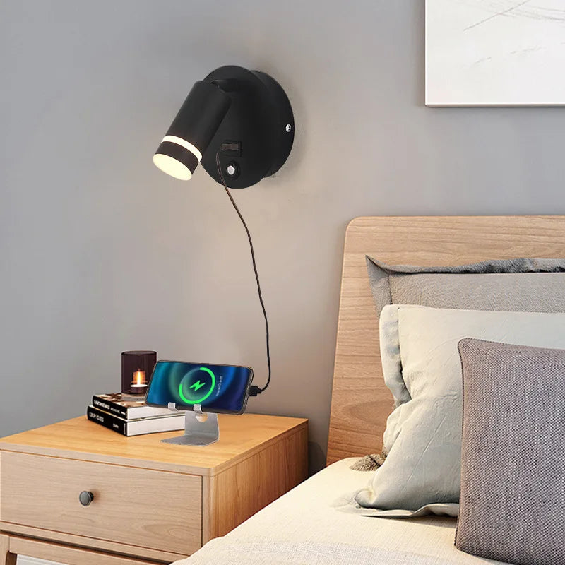 lampe de lecture led rotative avec port usb et interrupteur type-c