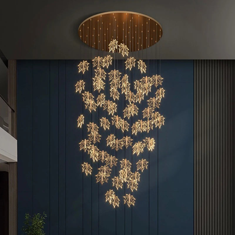 Modern Luxury Villa Maple Leaf Acrylic Chandelier Living Room, Hotel Lobby, Attic, Restaurant Light Luxury Decorative Chandelier