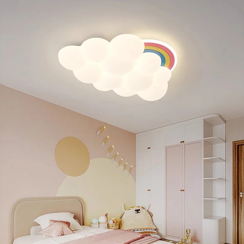 plafonnier nuage arc-en-ciel à led pour chambre d'enfant