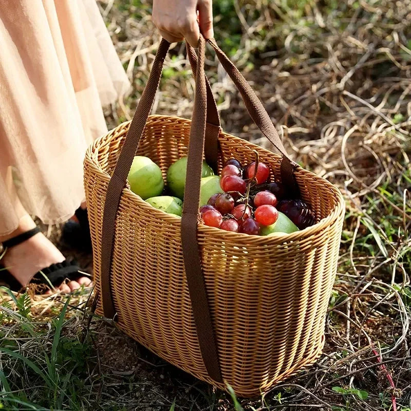 panier de pique-nique en osier pour rangement et courses