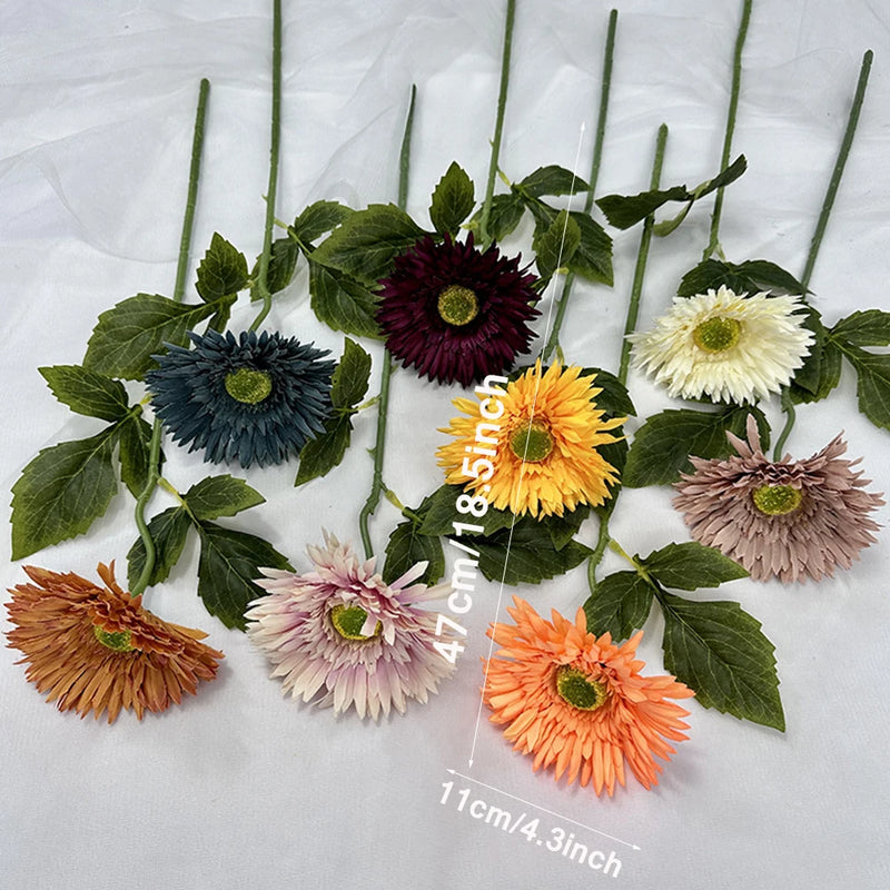 gerbera simple avec feuilles pour décoration de mariage et fête