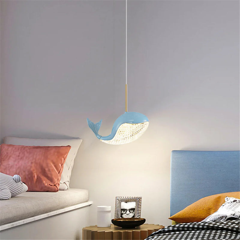 suspension led acrylique dauphin d'or pour enfants