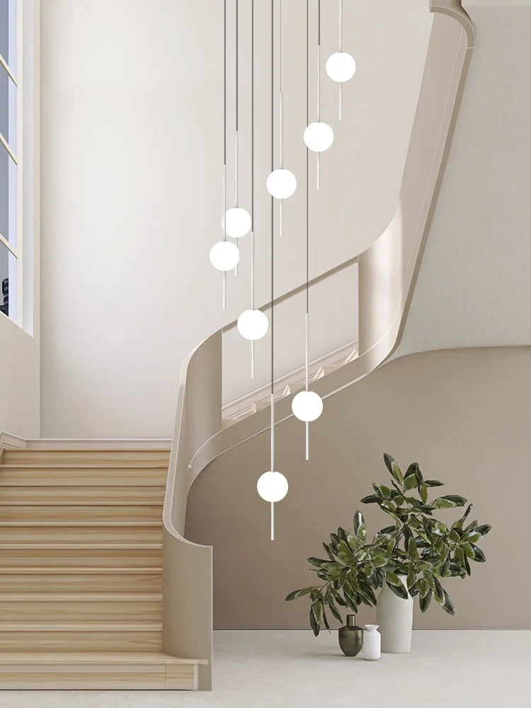 lustre moderne minimaliste creux duplex loft escalier colimaçon villa hôtel